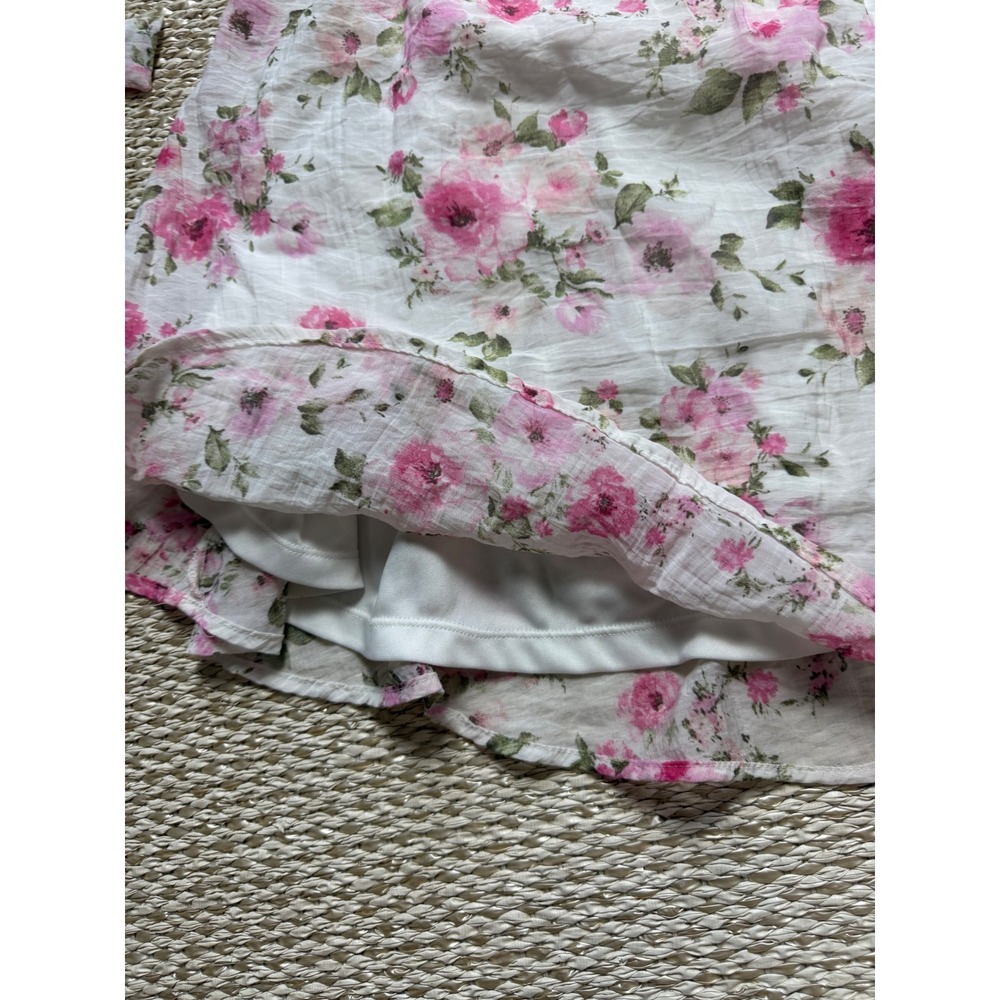 Pink Floral Puff Sleeve open Back Mini Dress XL Cottagecore milkmaid Princess XL - Picture 12 of 14